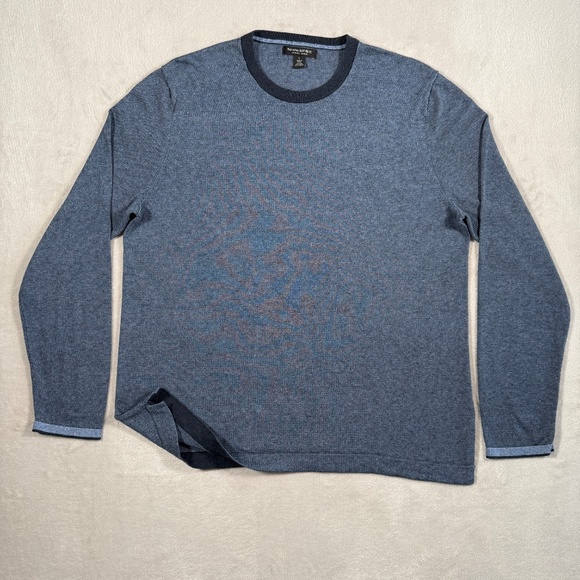 Banana Republic Sweater Mens Size Large Navy Luxury Silk Blend Crewneck - Picture 5 of 12